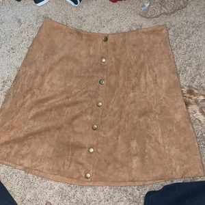 Suede button-down skirt